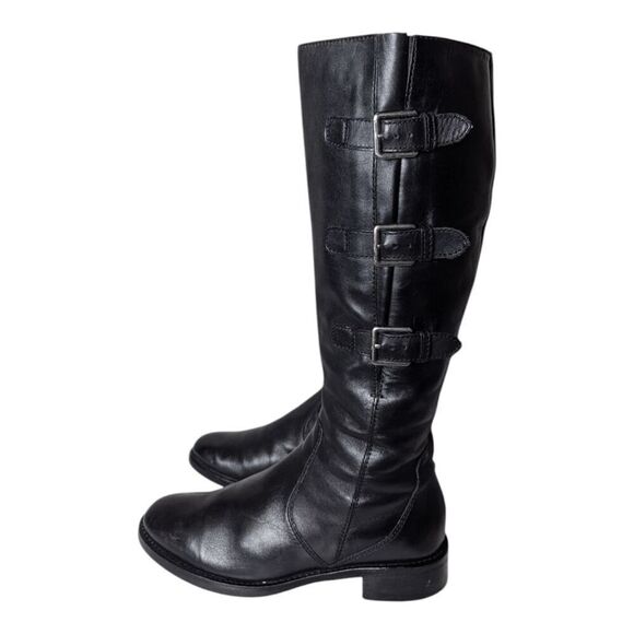 ECCO Hobart Tall Black Leather Riding Boot Size 38 - Picture 2 of 10